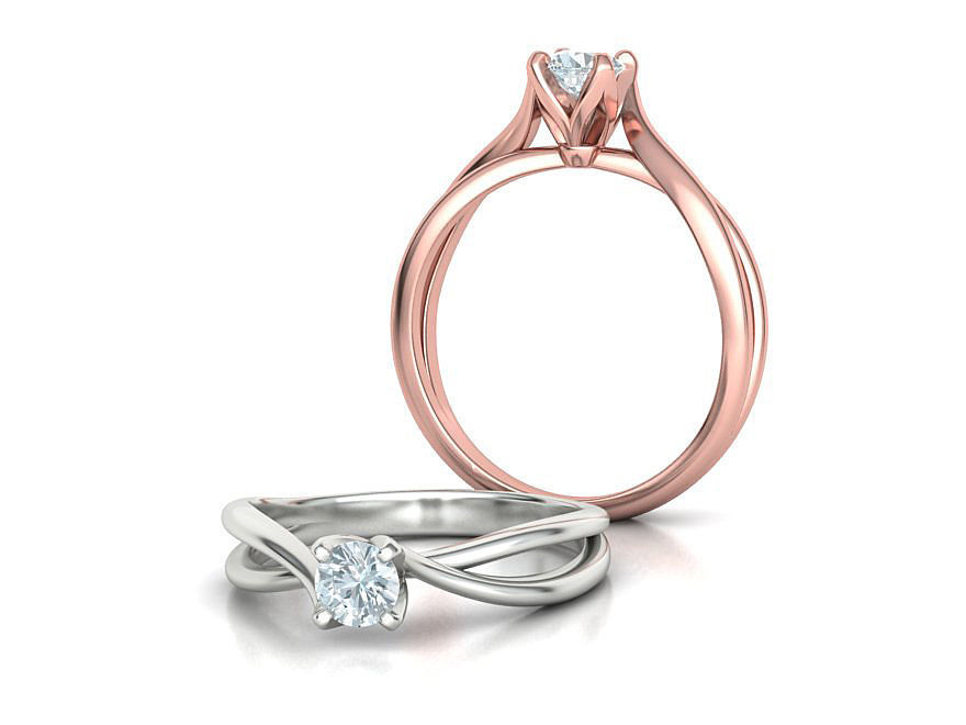 Solitaire Promise Ring Twisted Shank design 3dmodel 3D print model_3