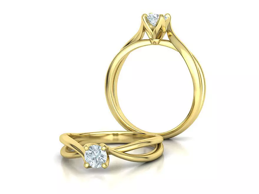 Solitaire Promise Ring Twisted Shank design 3dmodel 3D print model_0