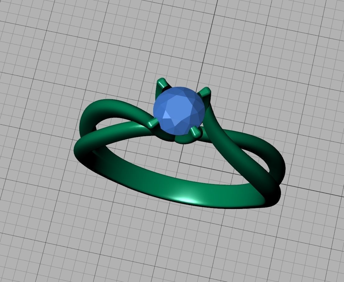 Solitaire Promise Ring Twisted Shank design 3dmodel 3D print model_26