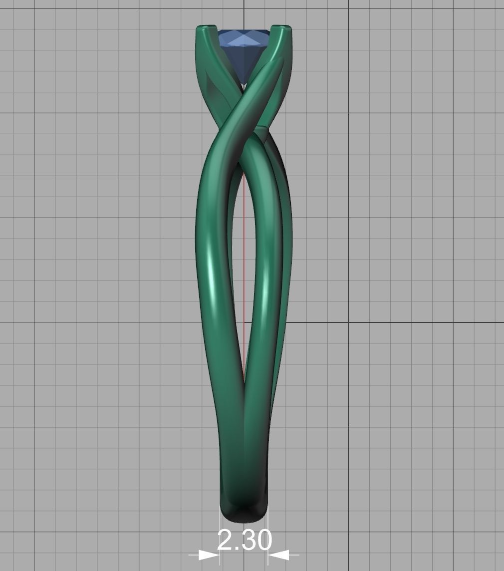 Solitaire Promise Ring Twisted Shank design 3dmodel 3D print model_22