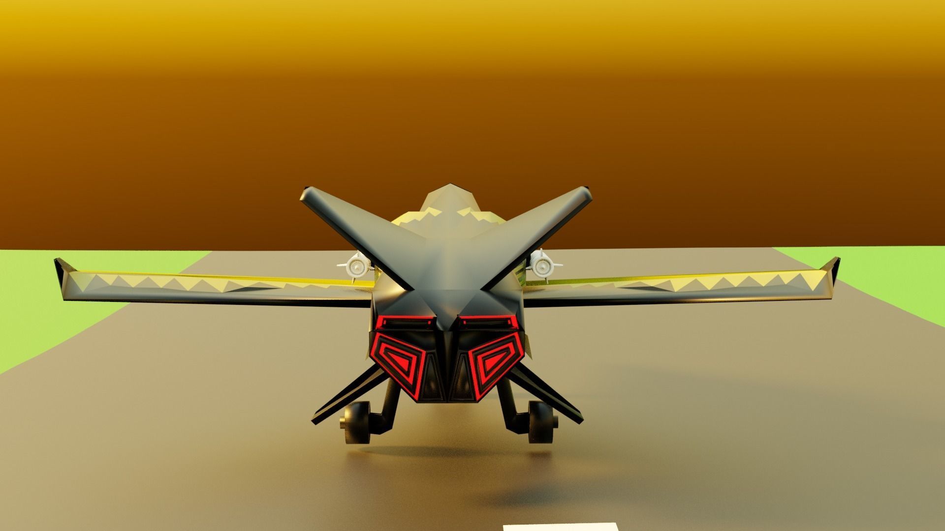 Falcon Bee Aircraft Low-poly 3D model_2