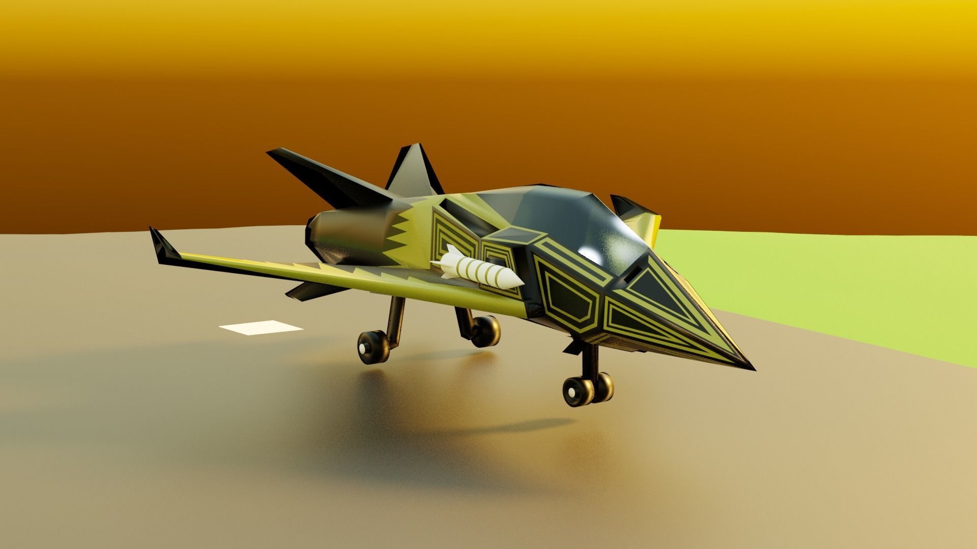 Falcon Bee Aircraft Low-poly 3D model_1