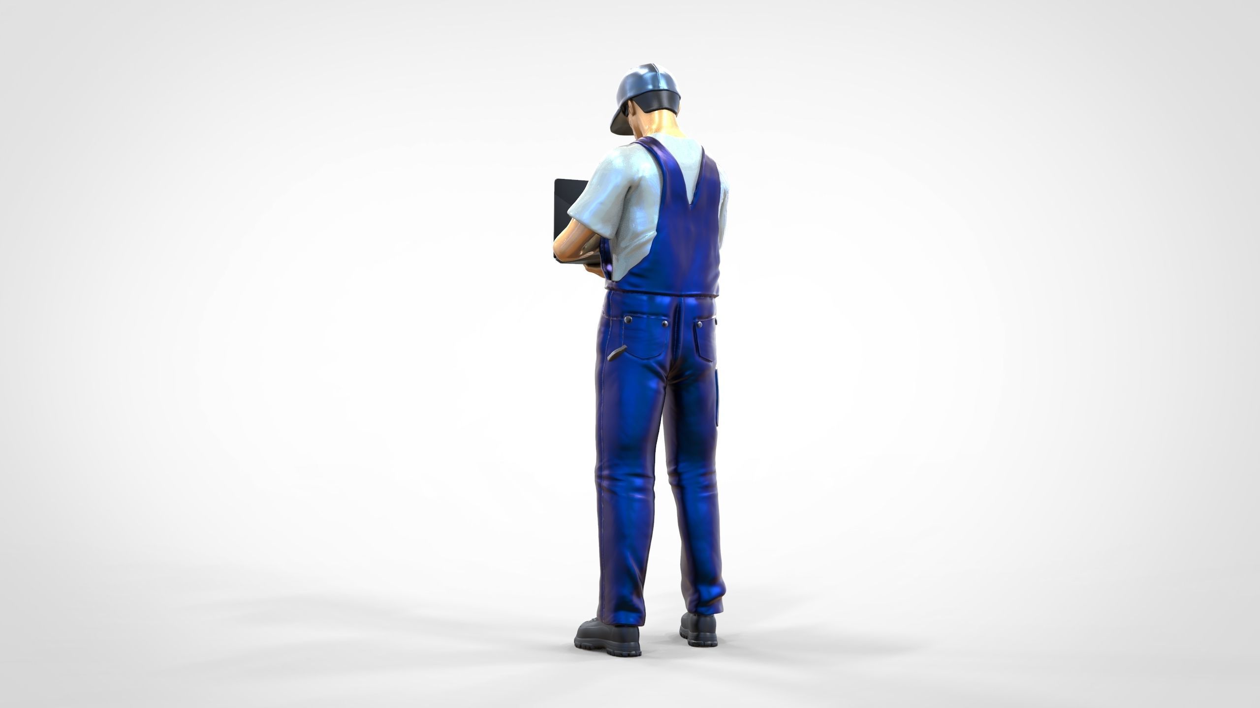 N8 Mechanic diagnose the car with laptop 3D print model_8