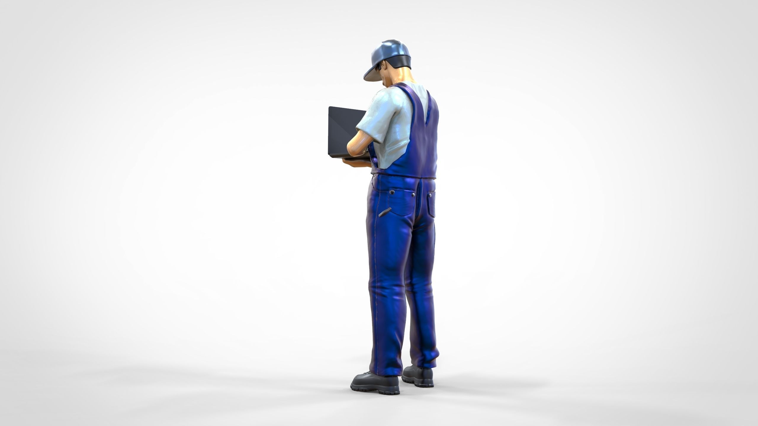 N8 Mechanic diagnose the car with laptop 3D print model_10