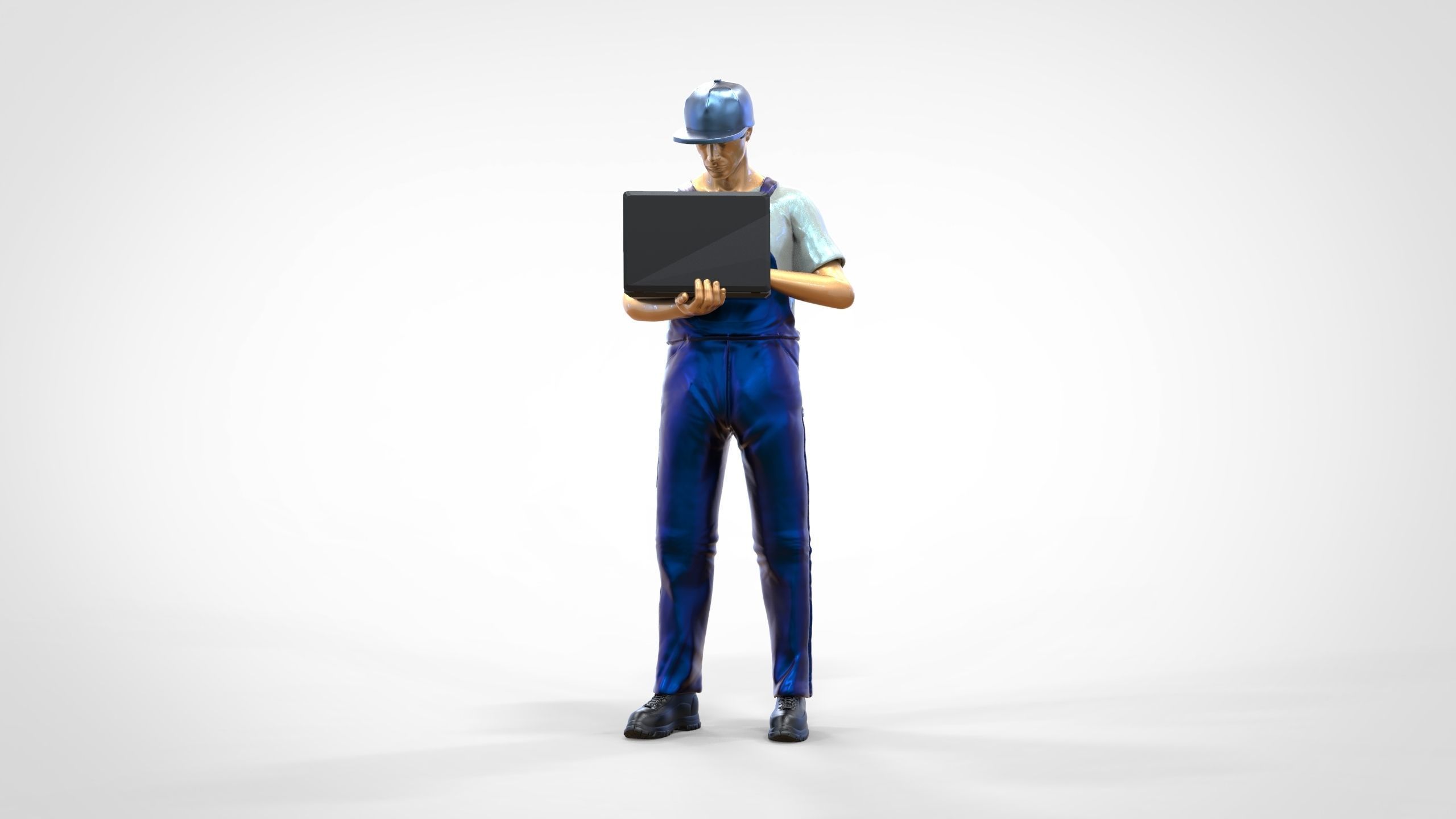 N8 Mechanic diagnose the car with laptop 3D print model_16