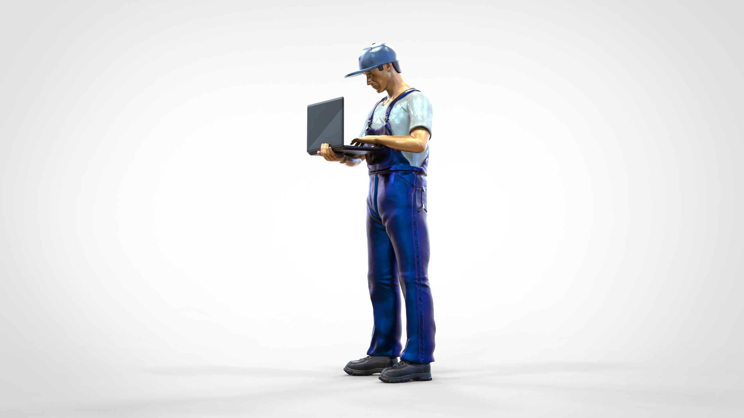 N8 Mechanic diagnose the car with laptop 3D print model_25