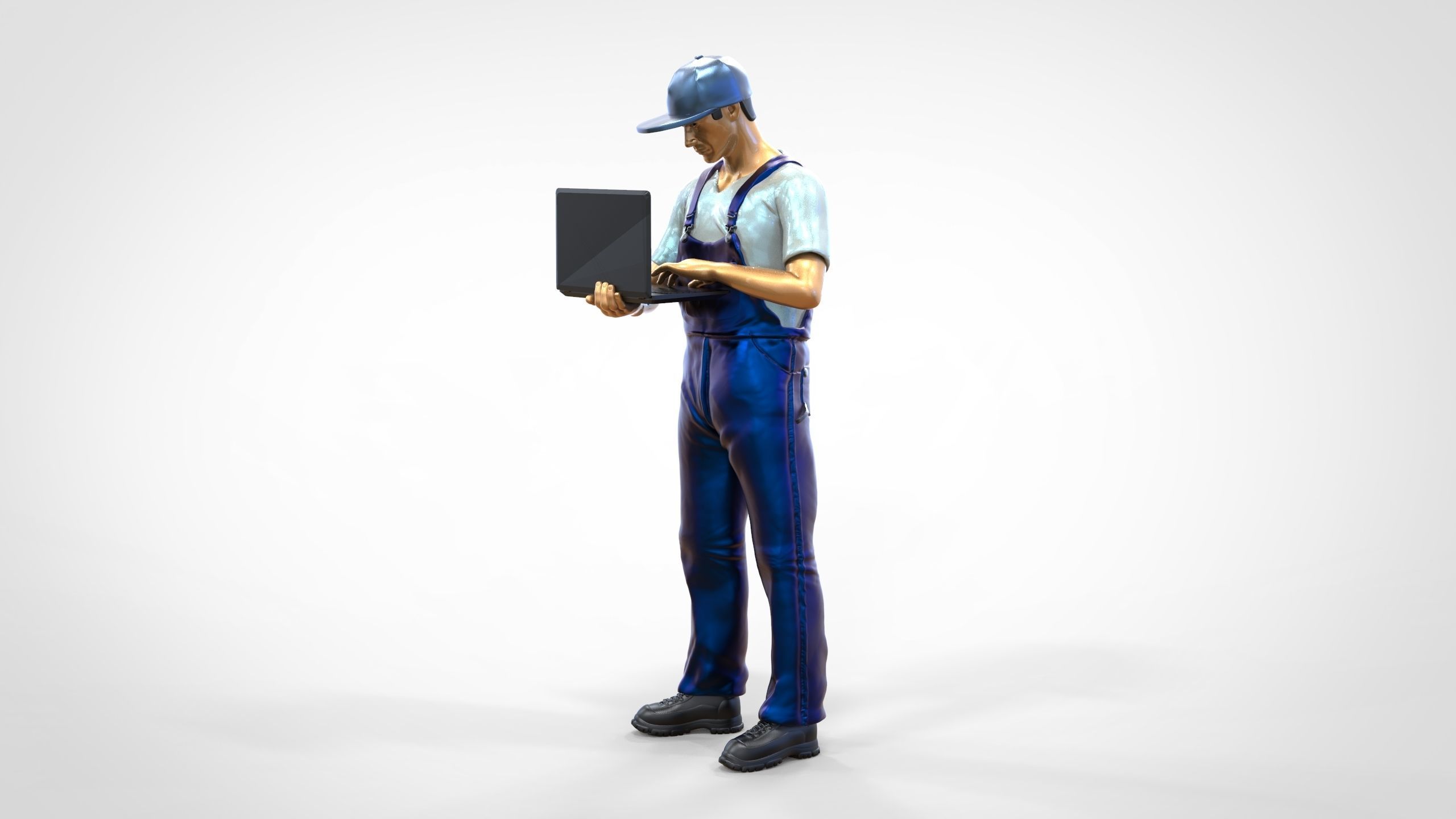 N8 Mechanic diagnose the car with laptop 3D print model_32