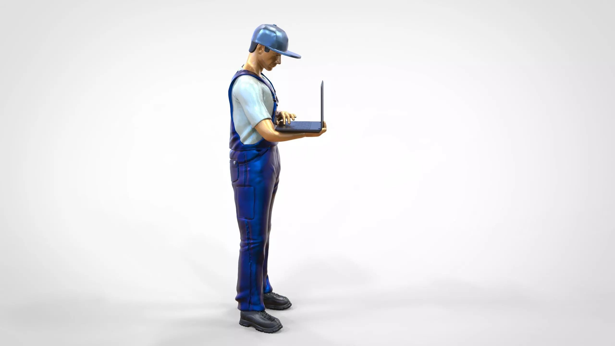 N8 Mechanic diagnose the car with laptop 3D print model_0