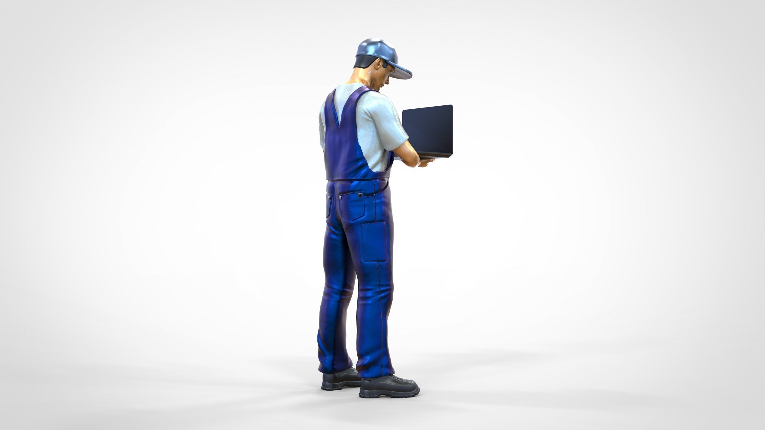 N8 Mechanic diagnose the car with laptop 3D print model_5