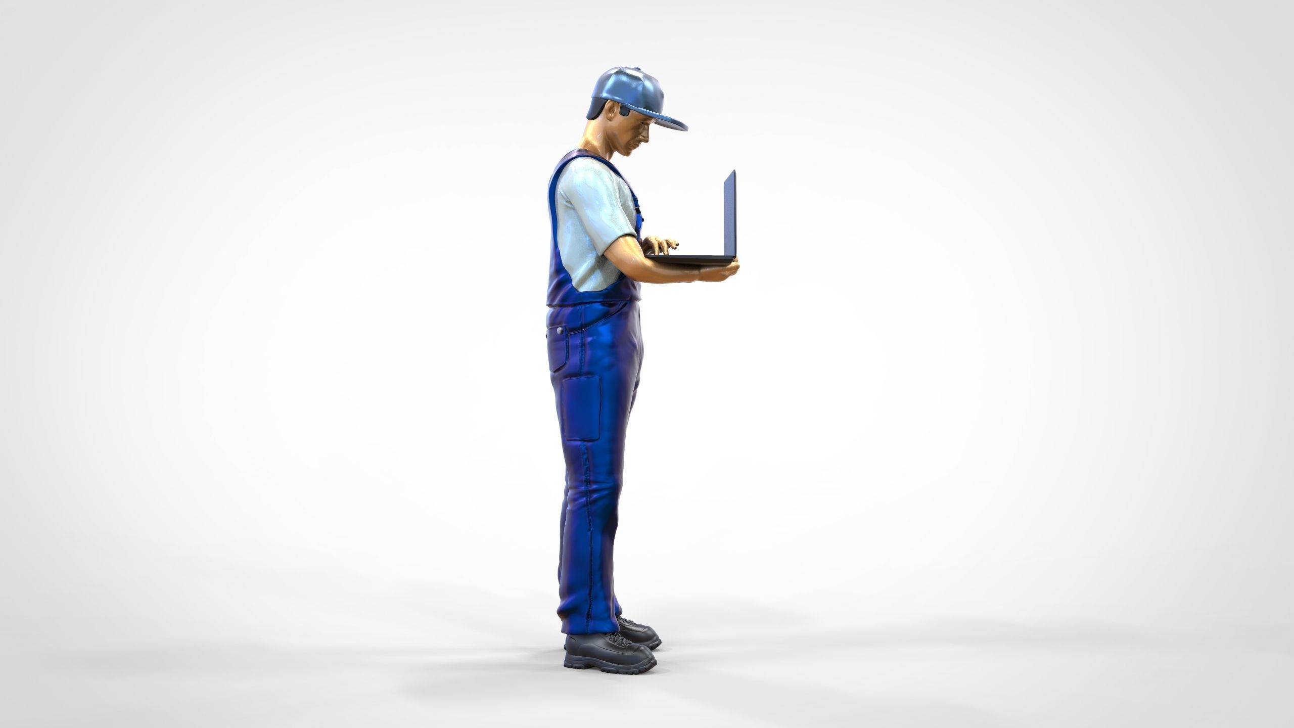 N8 Mechanic diagnose the car with laptop 3D print model_31