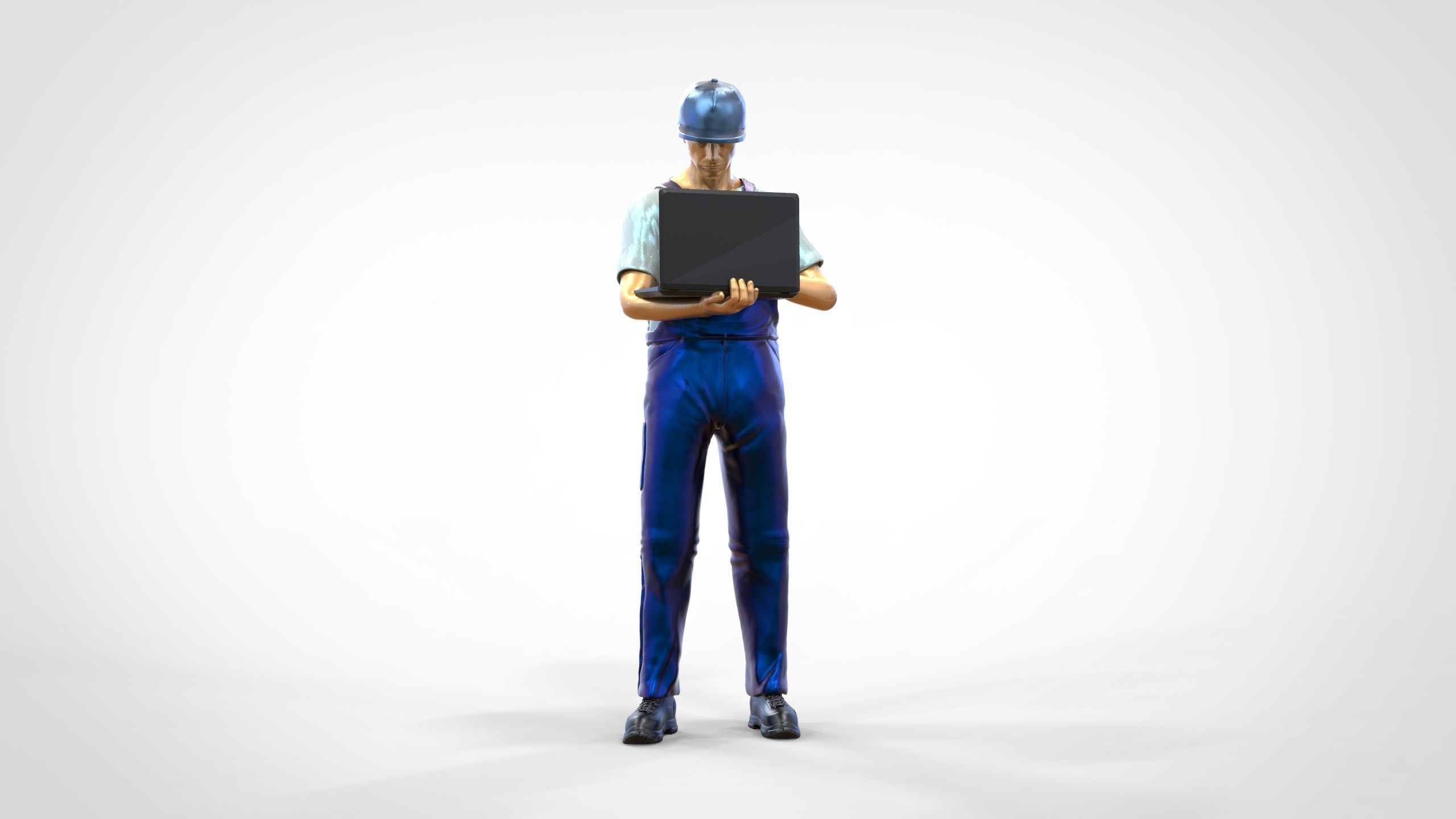 N8 Mechanic diagnose the car with laptop 3D print model_29