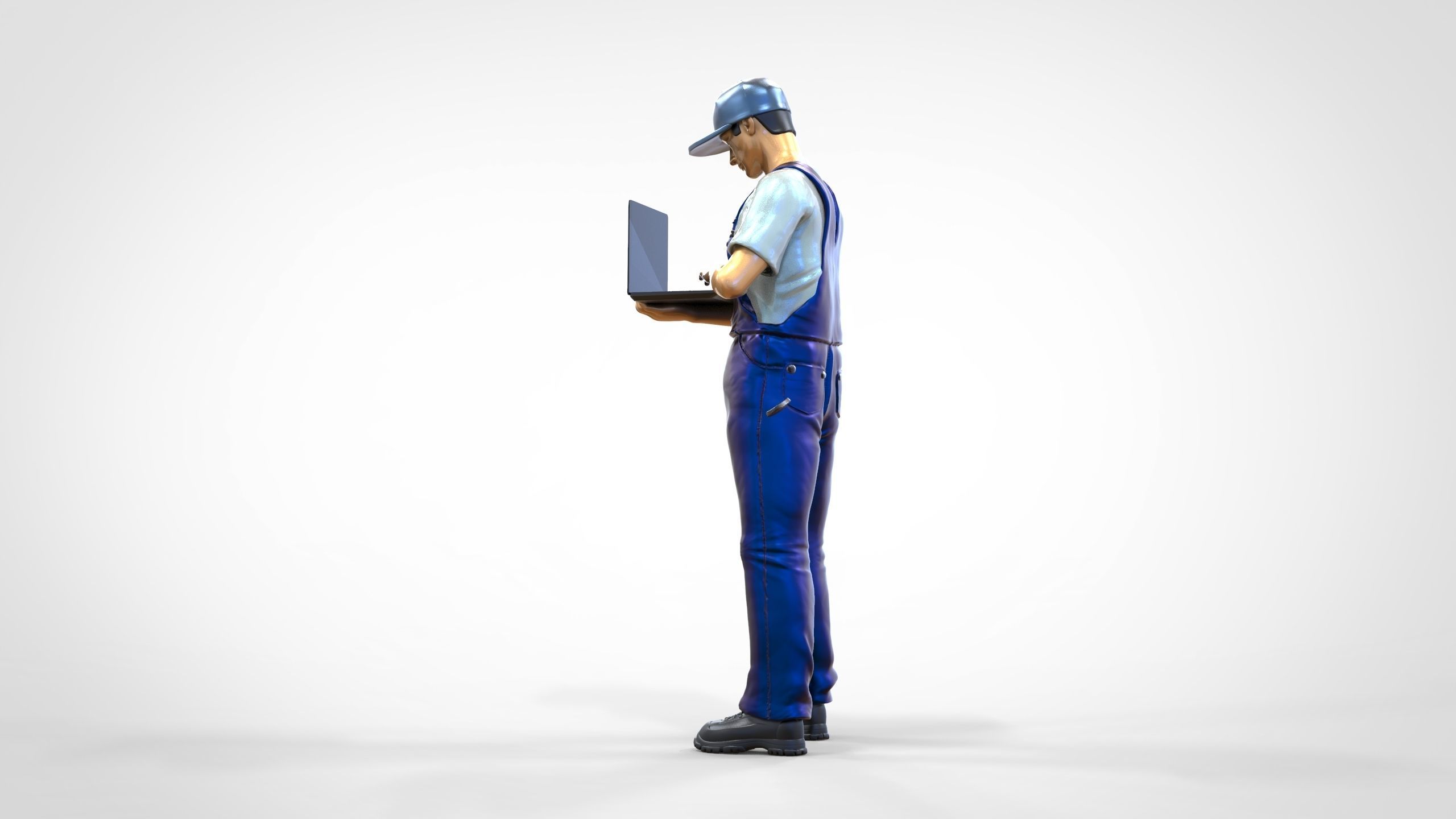 N8 Mechanic diagnose the car with laptop 3D print model_9