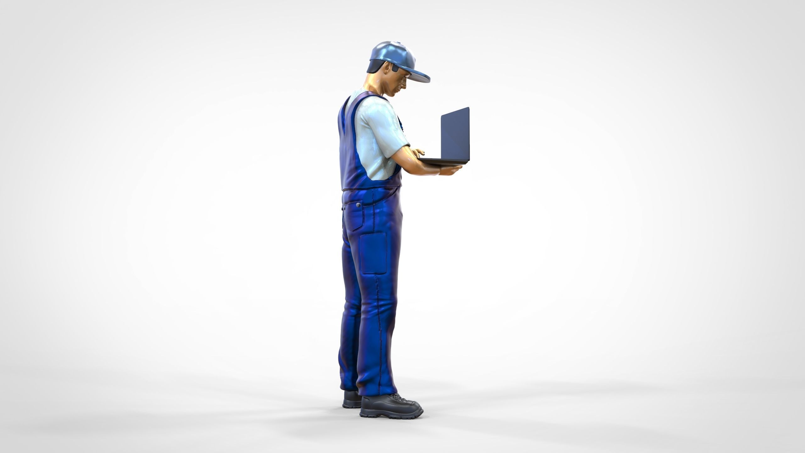 N8 Mechanic diagnose the car with laptop 3D print model_22