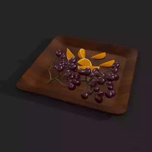 Grapes and Orange Slices Plate Free low-poly 3D model