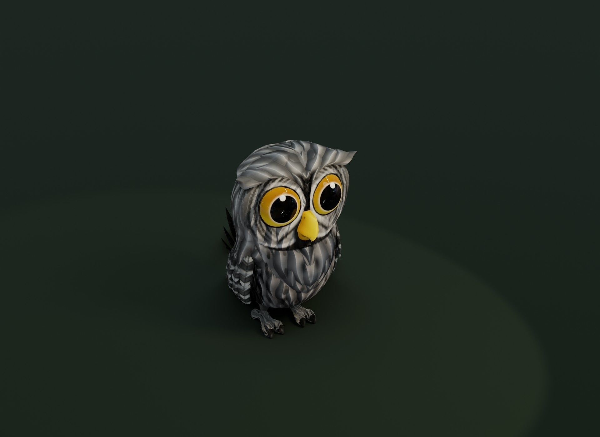 Cartoon Grey Owl 3D Model Low-poly 3D model_6