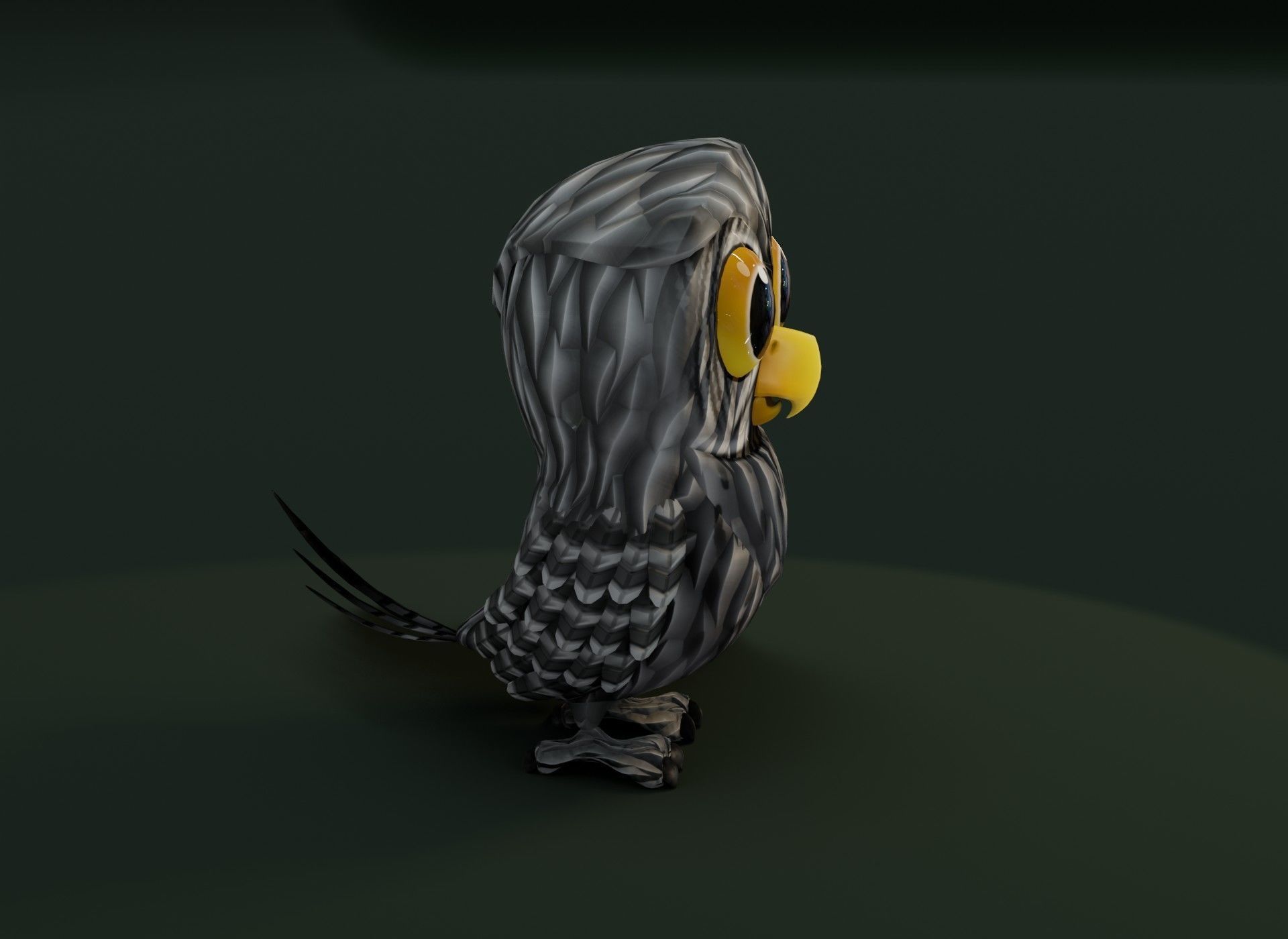 Cartoon Grey Owl 3D Model Low-poly 3D model_17