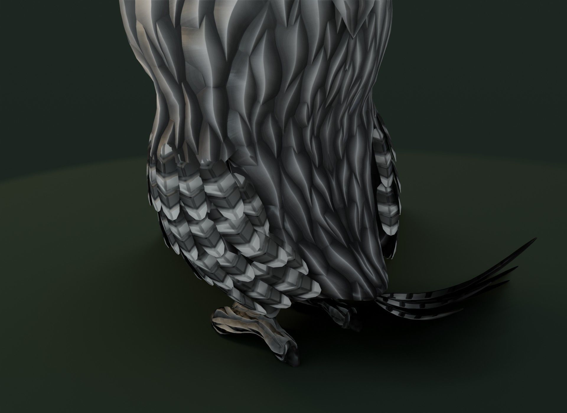 Cartoon Grey Owl 3D Model Low-poly 3D model_5