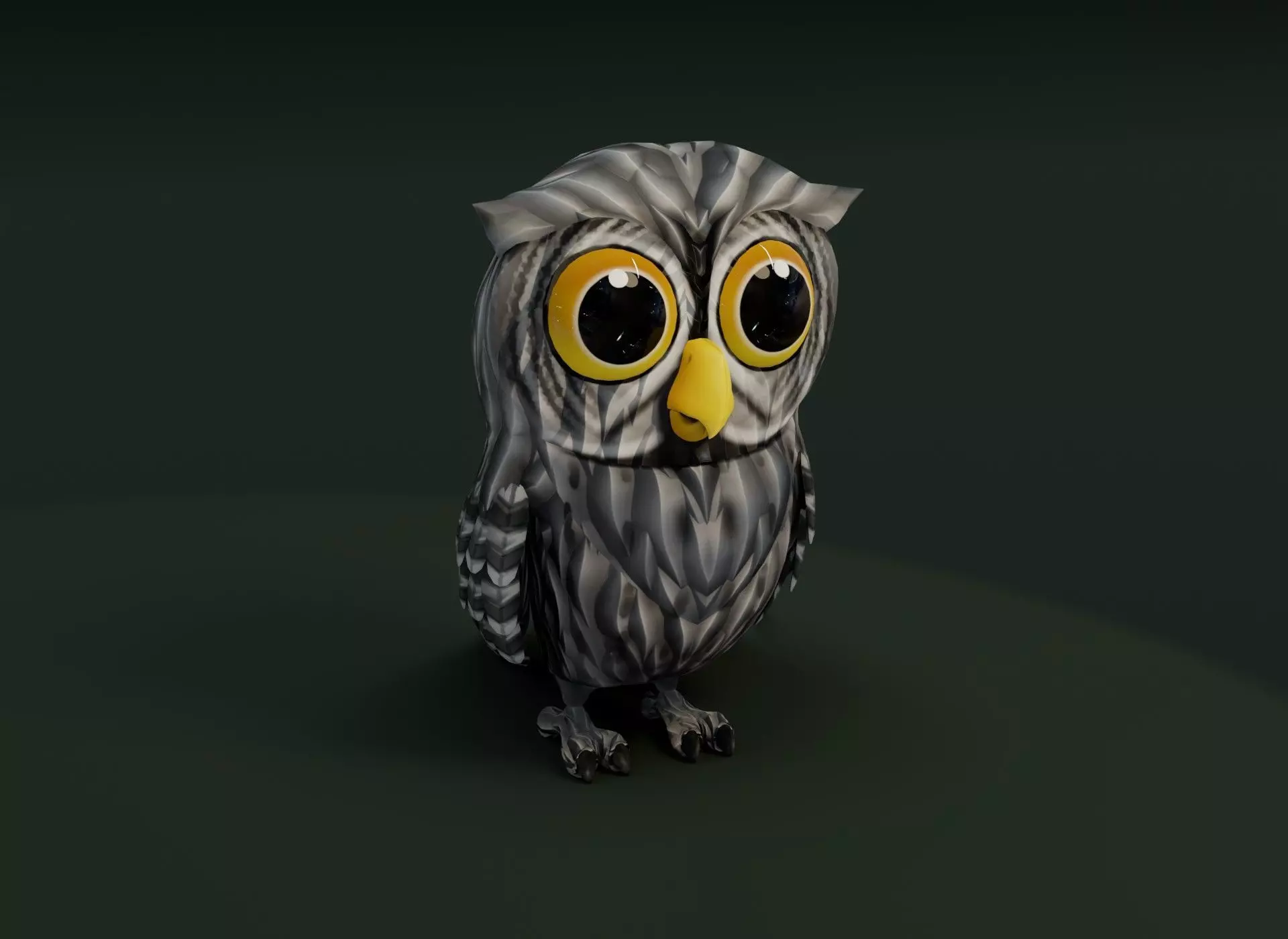 Cartoon Grey Owl 3D Model Low-poly 3D model_0