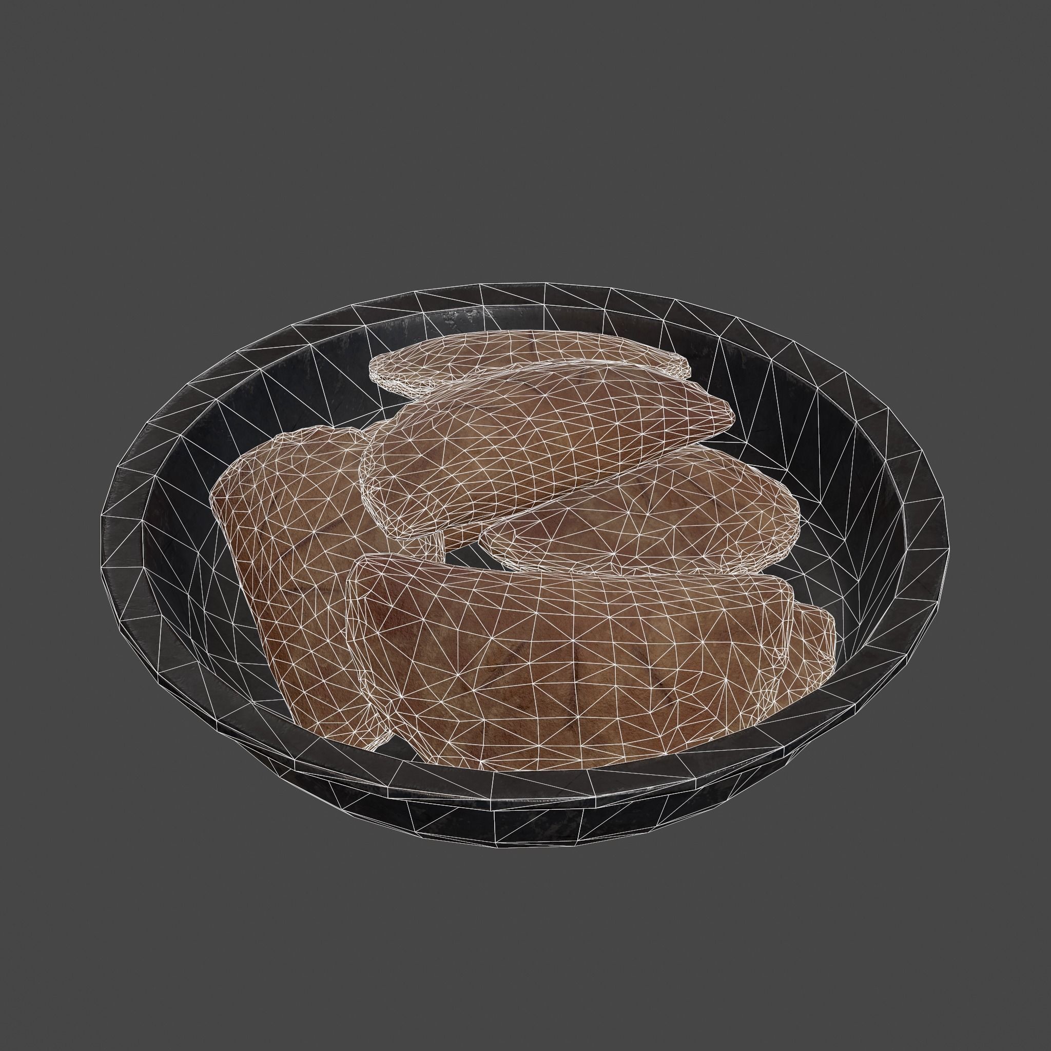 Pastry in bowl Low-poly 3D model_37