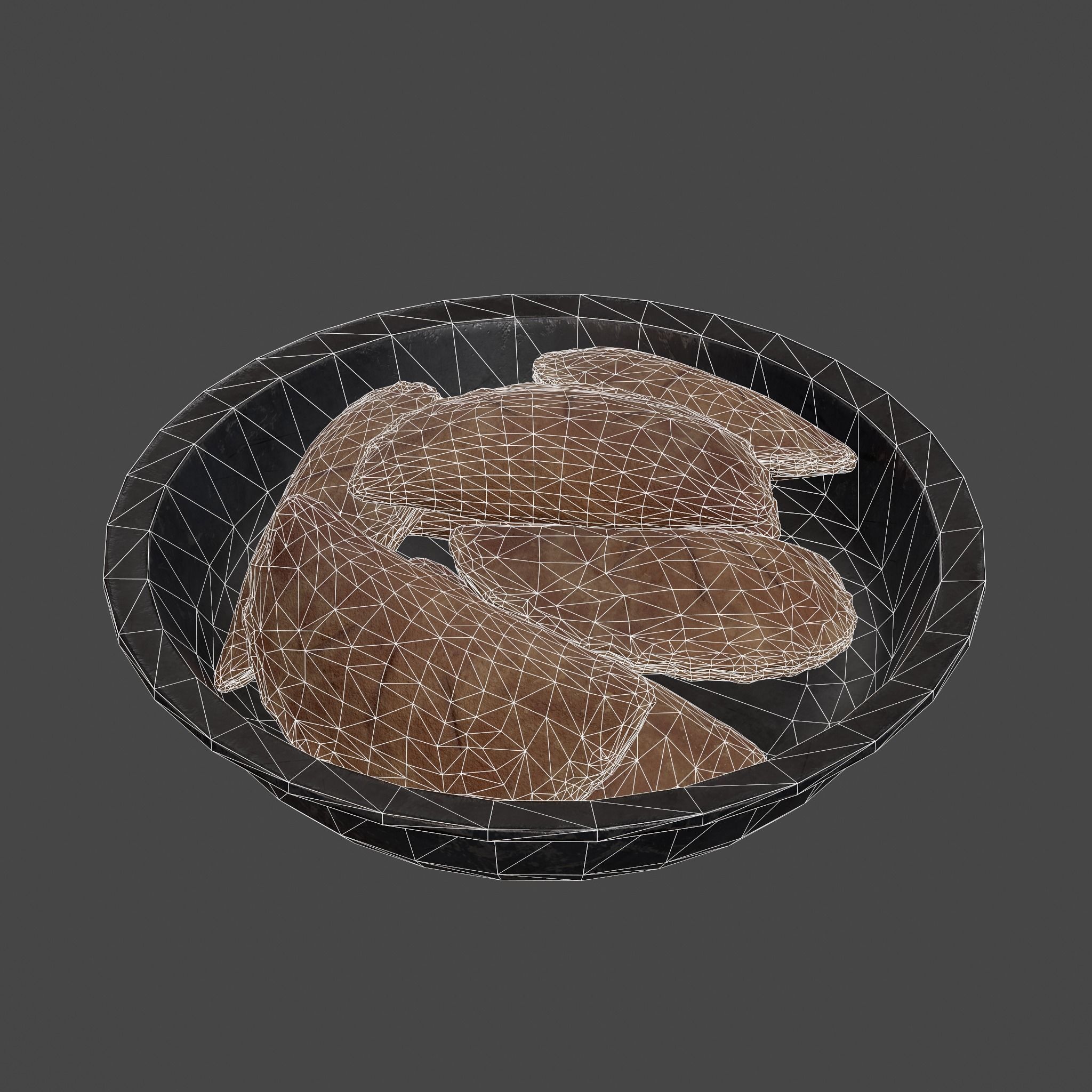 Pastry in bowl Low-poly 3D model_29