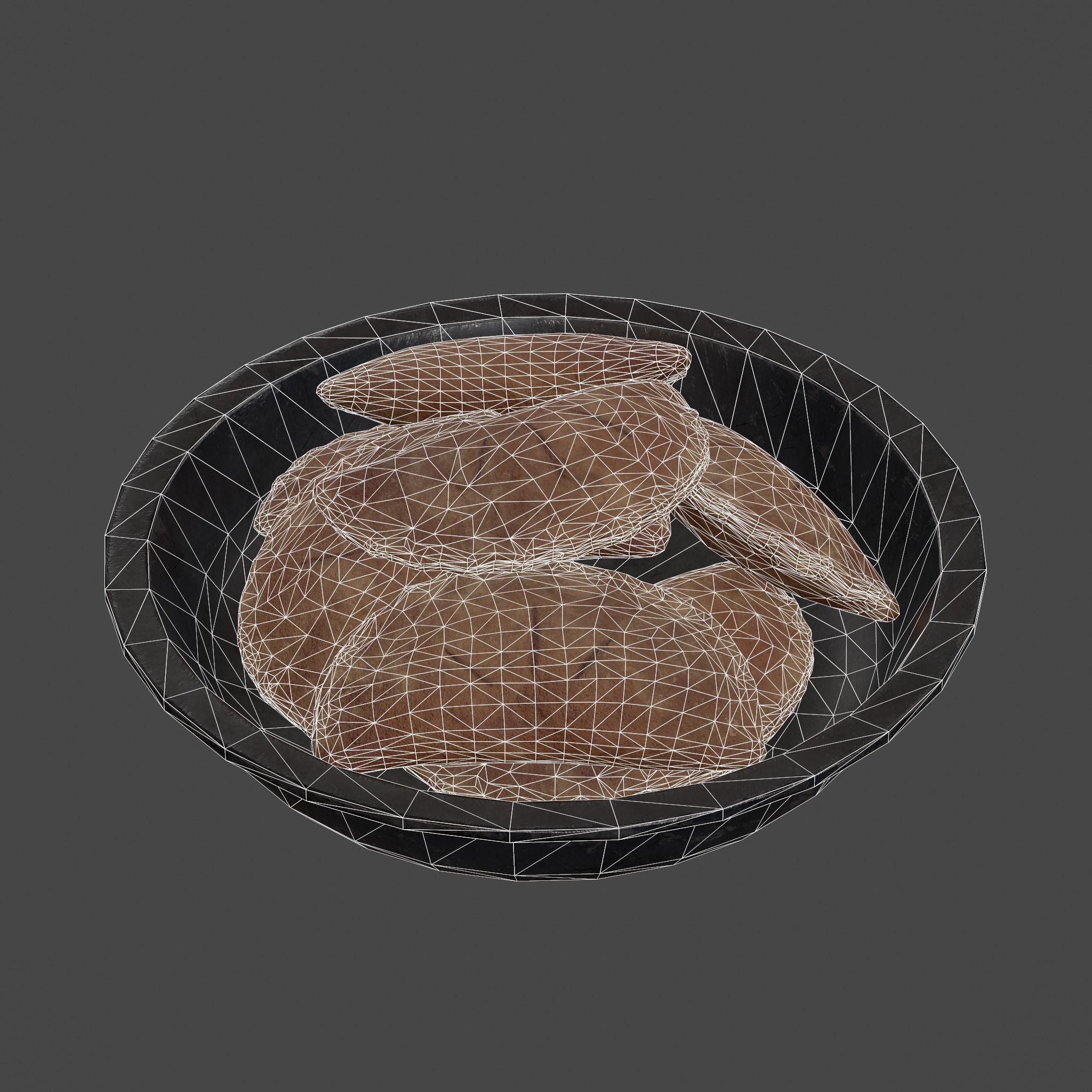 Pastry in bowl Low-poly 3D model_28