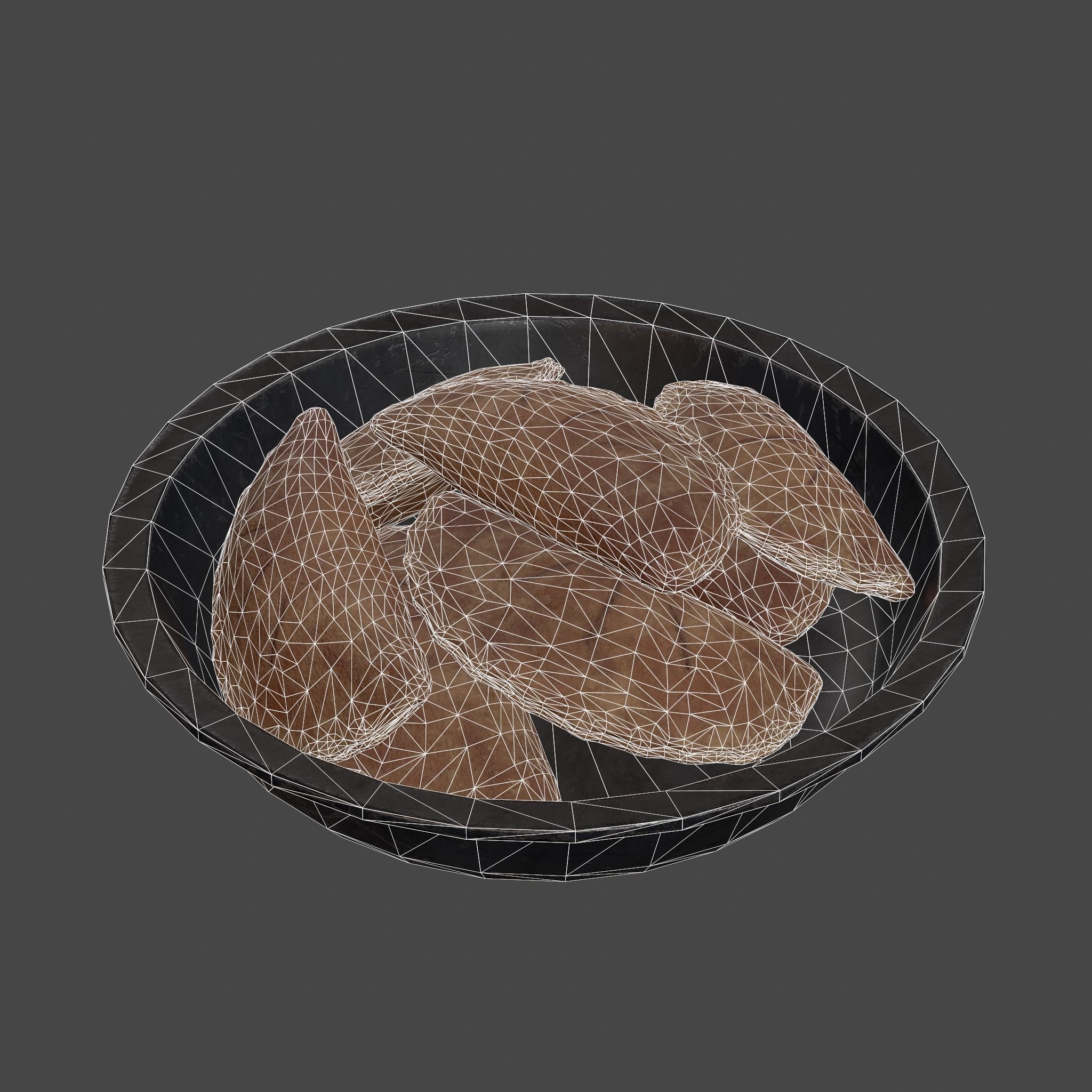 Pastry in bowl Low-poly 3D model_32