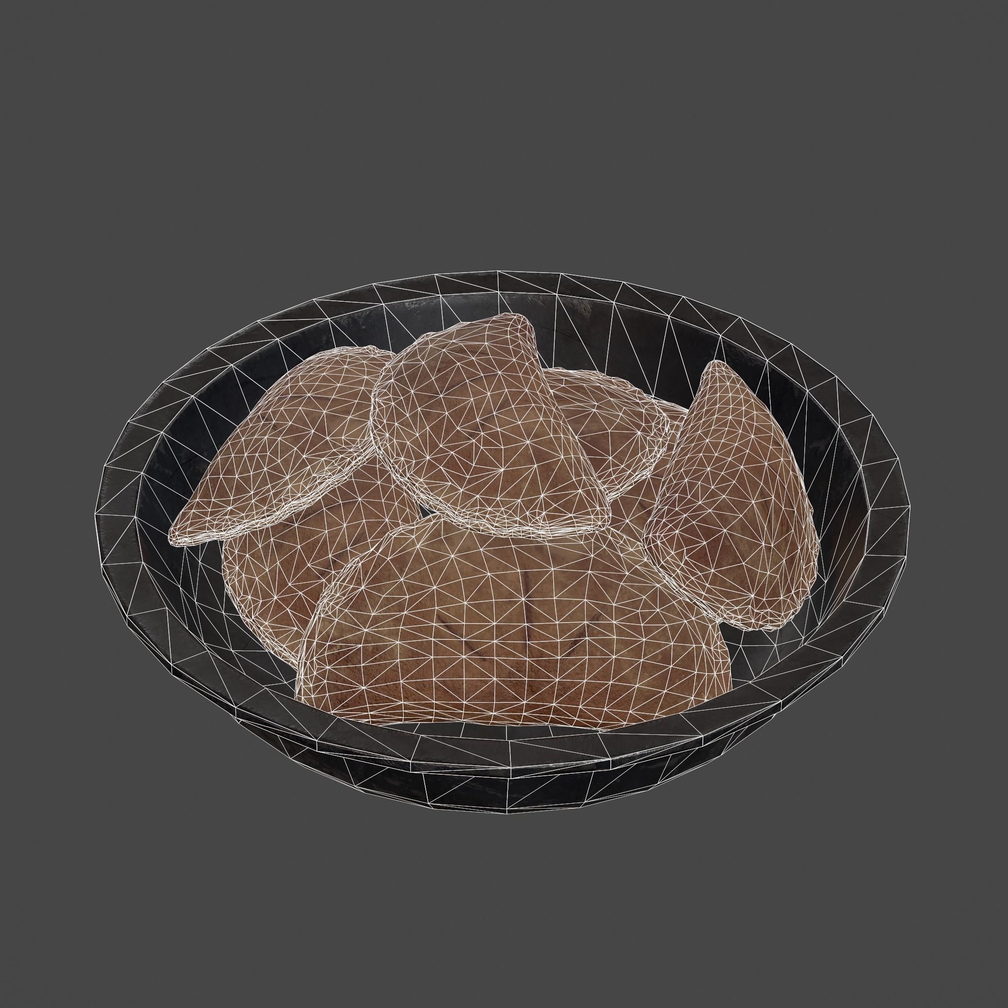 Pastry in bowl Low-poly 3D model_35