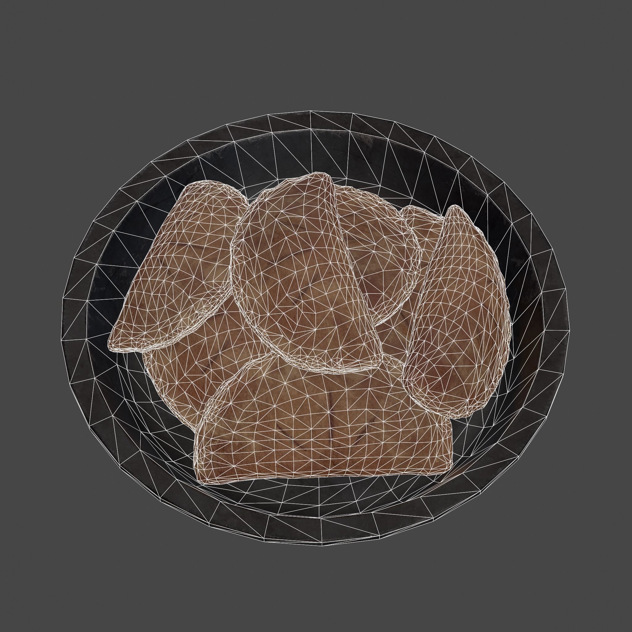 Pastry in bowl Low-poly 3D model_34