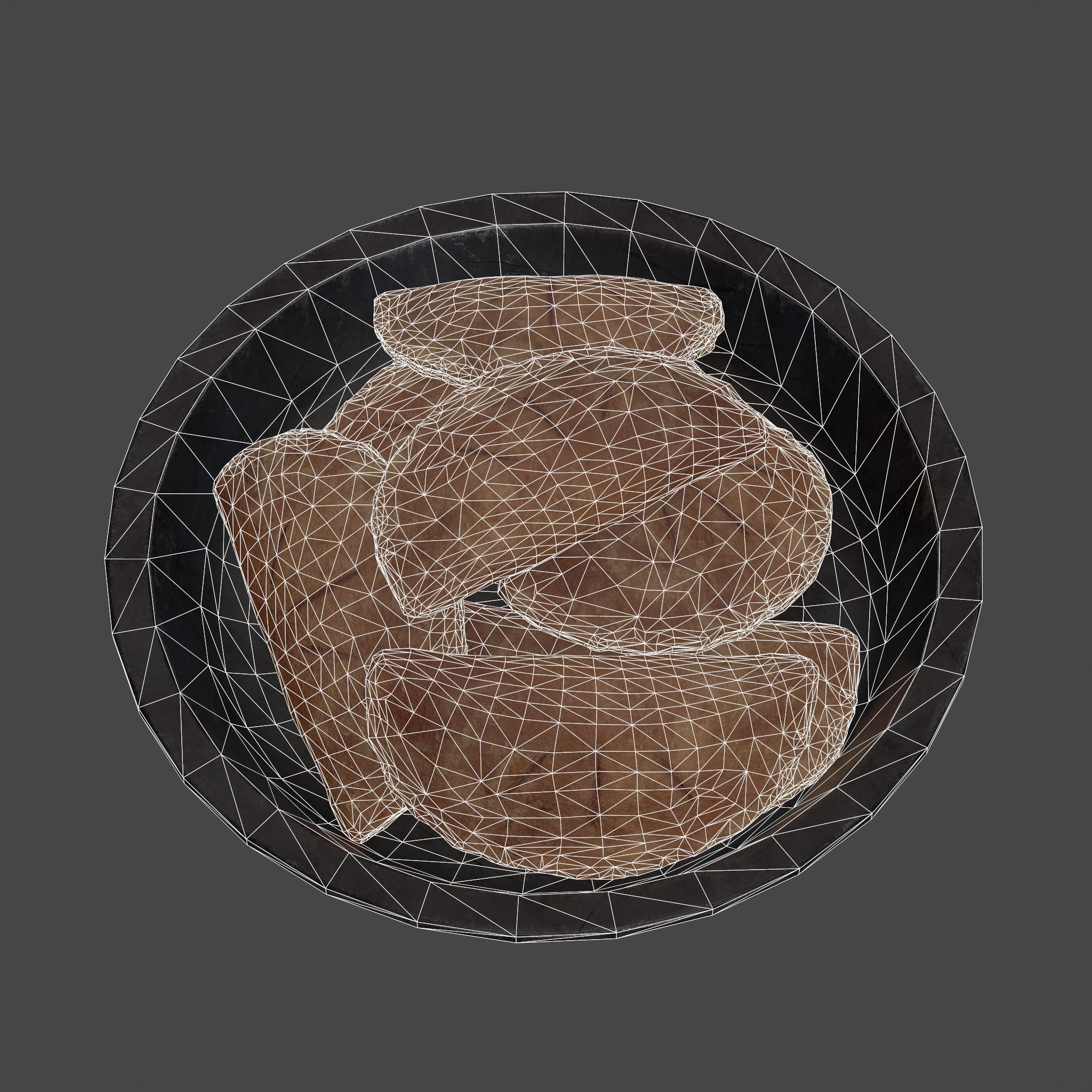 Pastry in bowl Low-poly 3D model_38