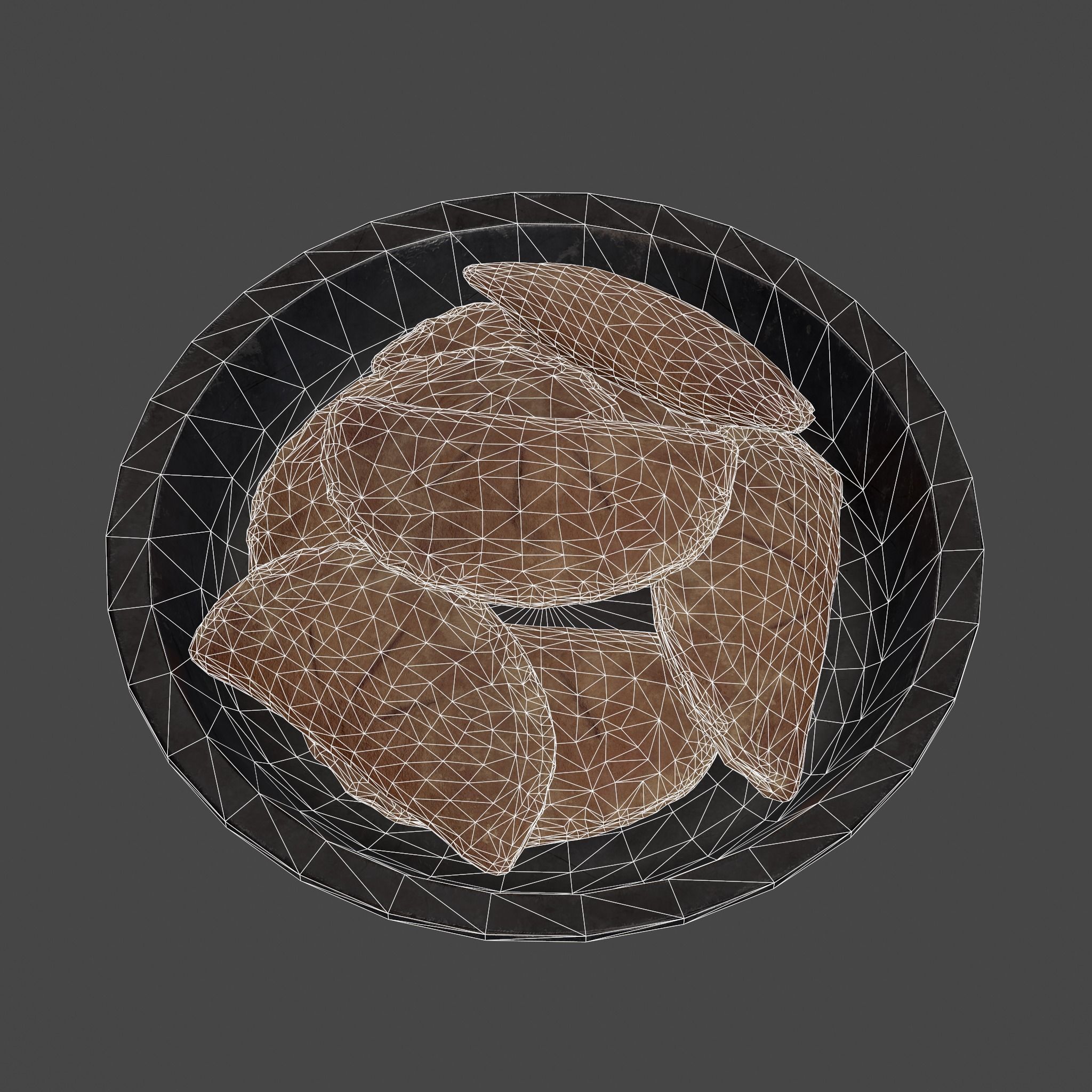 Pastry in bowl Low-poly 3D model_33