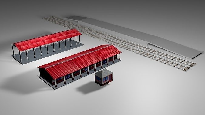 Railway Station Items Low-poly 3D model