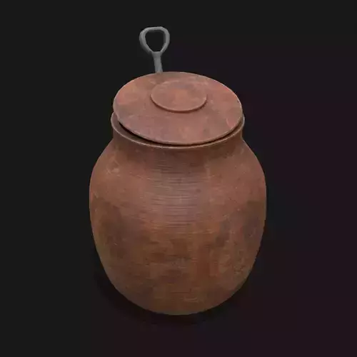 Pot with Spoon Low-poly 3D model