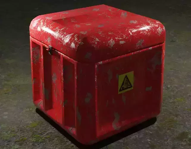 Metal box with danger sign closed low-poly 3d model