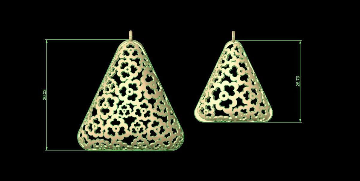 Ultra Vision Triangle Earrings and Pendant Set  3D print model_1
