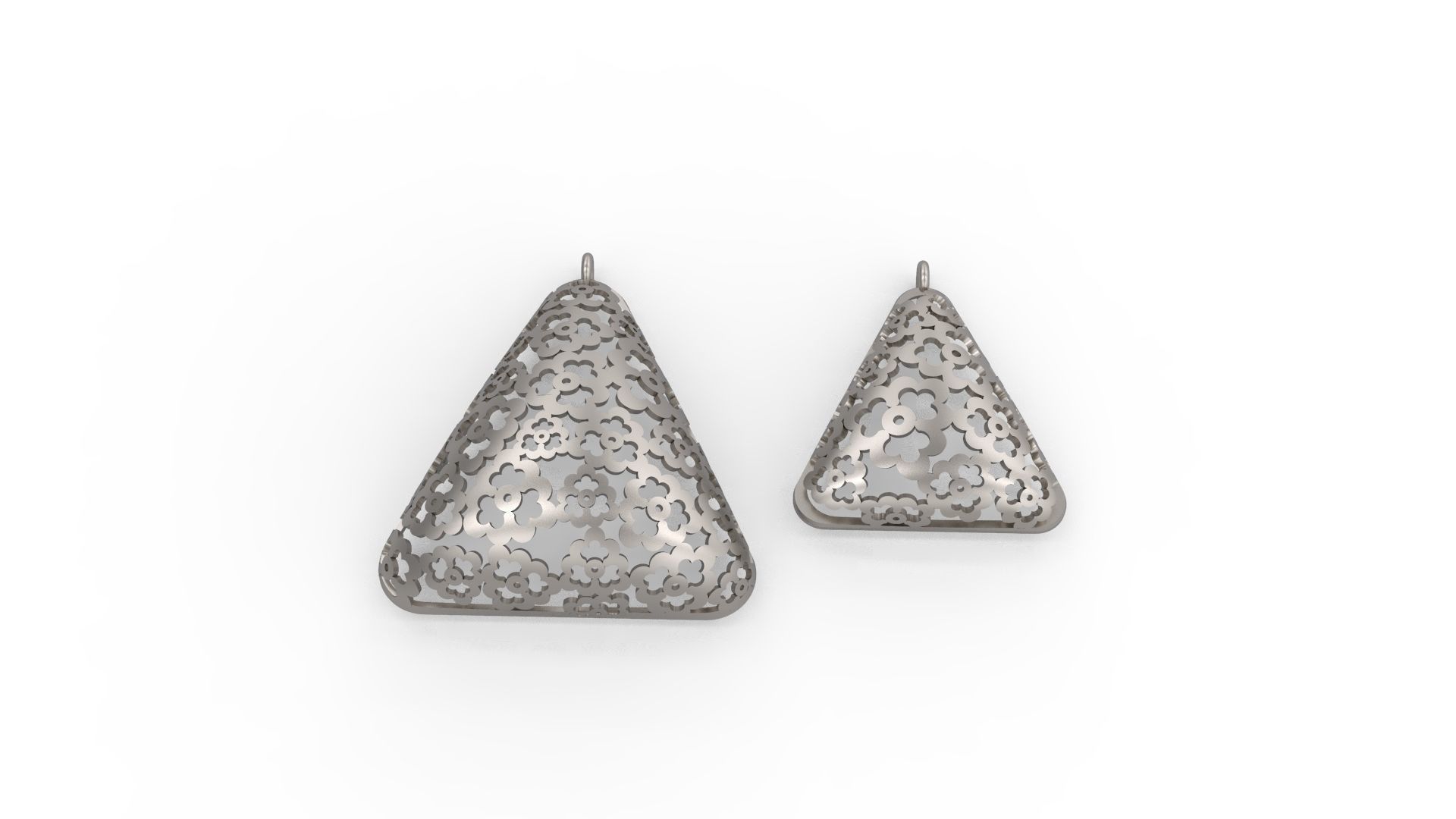 Ultra Vision Triangle Earrings and Pendant Set  3D print model_5