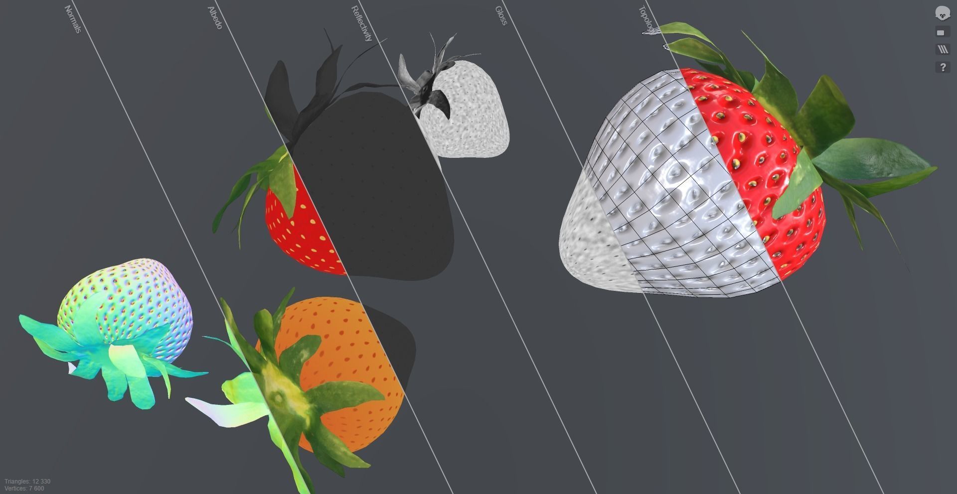 Strawberry Low poly 3D model strawberries Low-poly 3D model_12