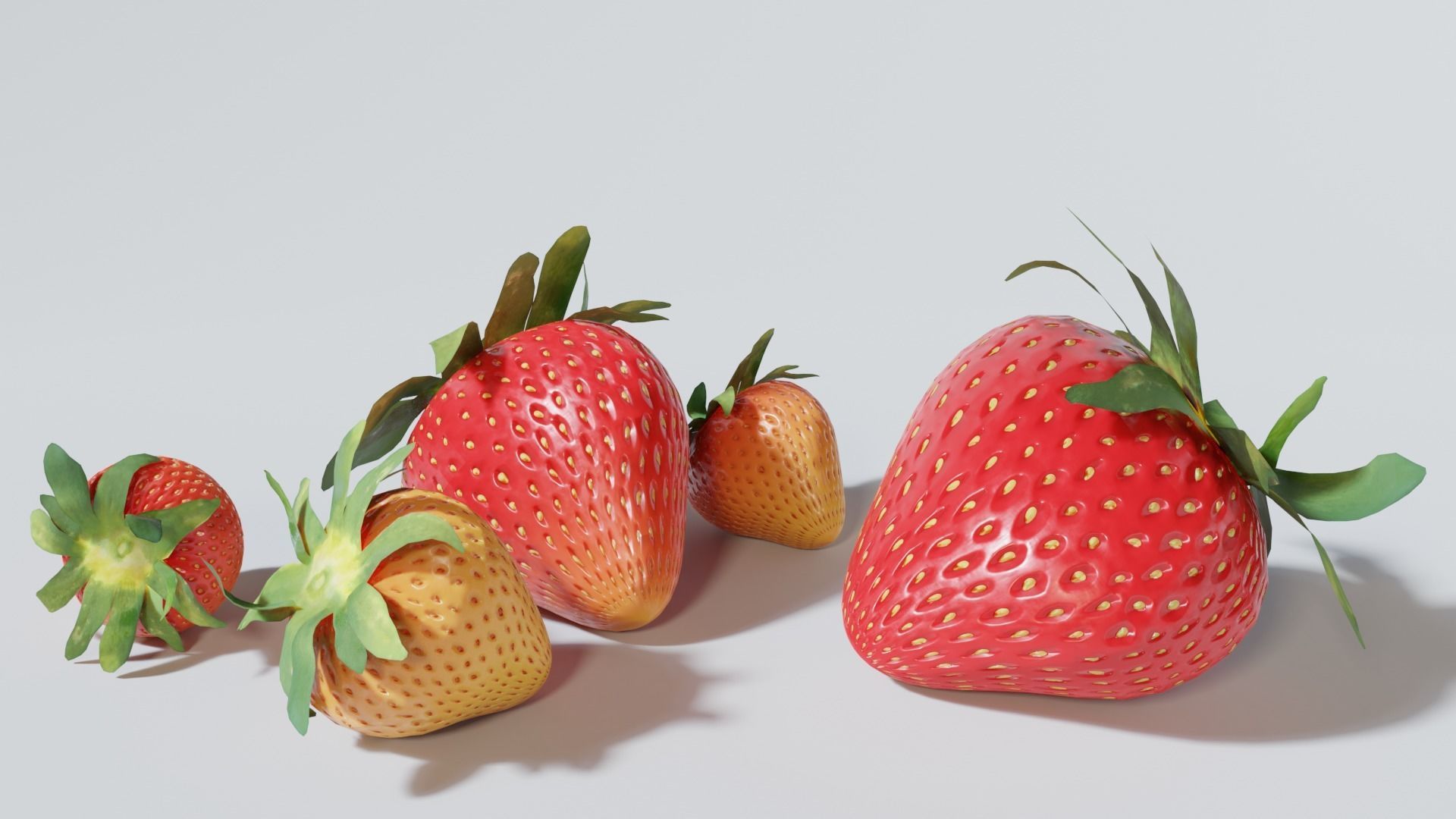 Strawberry Low poly 3D model strawberries Low-poly 3D model_5