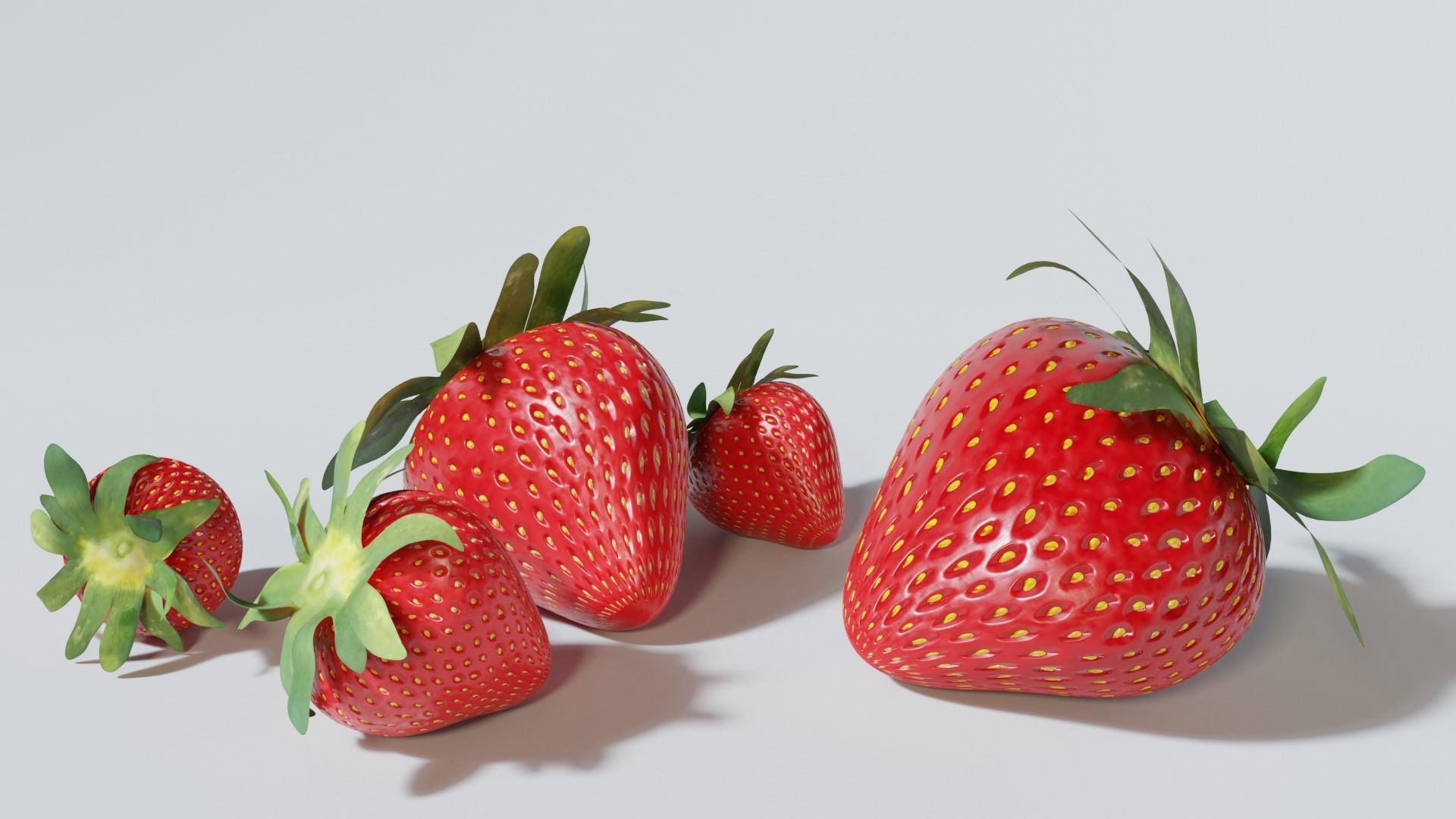 Strawberry Low poly 3D model strawberries Low-poly 3D model_7