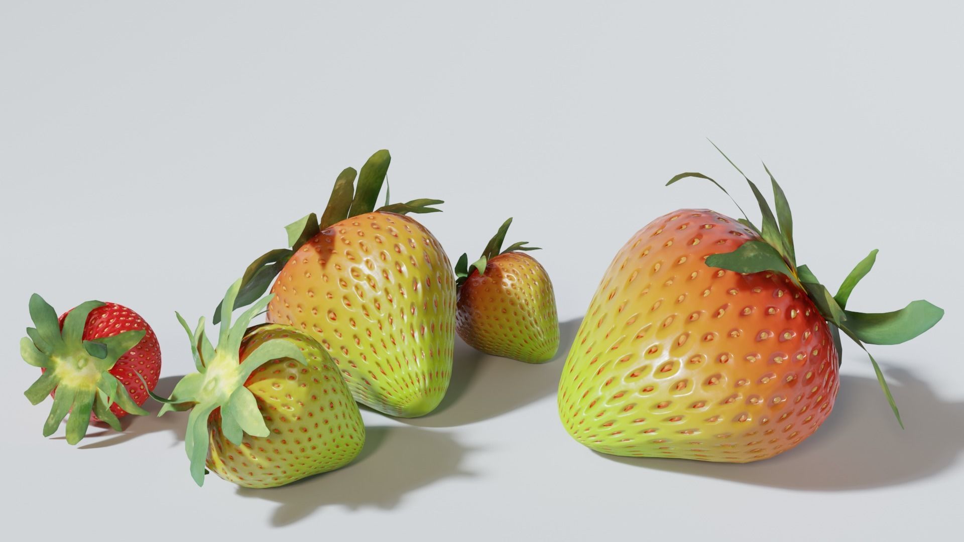 Strawberry Low poly 3D model strawberries Low-poly 3D model_6