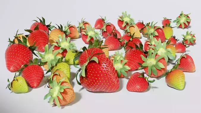 Strawberry Low poly 3D model strawberries