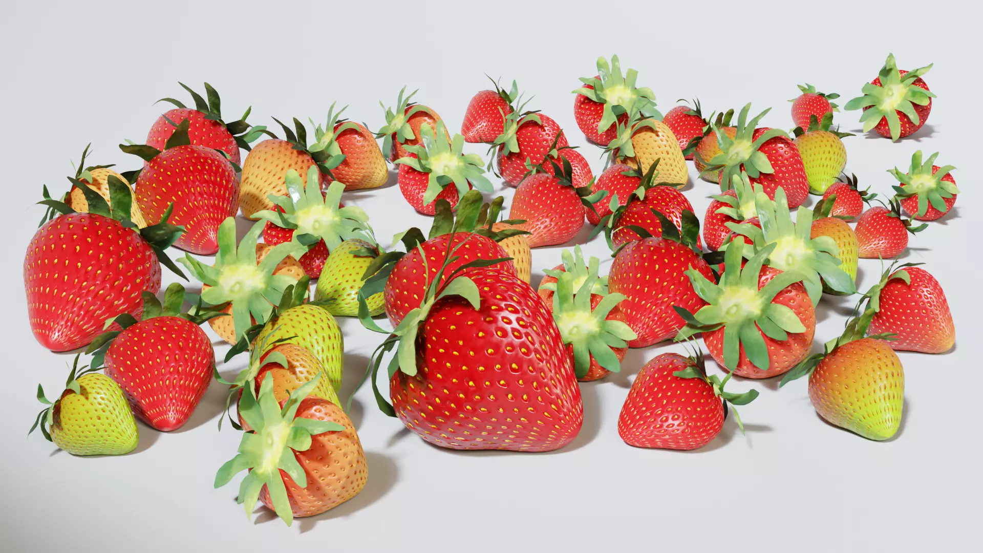 Strawberry Low poly 3D model strawberries Low-poly 3D model_0