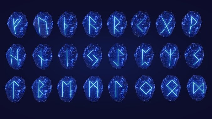 Elder Futhark 24 Runestones Pack Low-poly 3D model