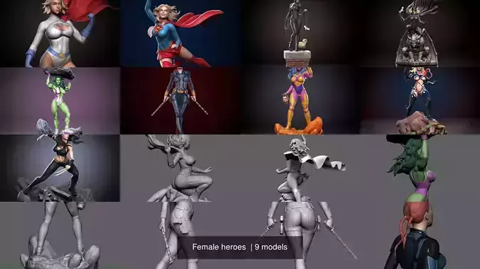 Female heroes  3D Model Collection