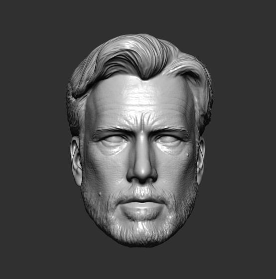 Bruce wayne  Batfleck  Headsculpt with beard  for onesixth scale 3D print model_1