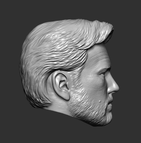 Bruce wayne  Batfleck  Headsculpt with beard  for onesixth scale 3D print model_2