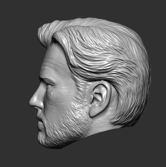 Bruce wayne  Batfleck  Headsculpt with beard  for onesixth scale 3D print model_3