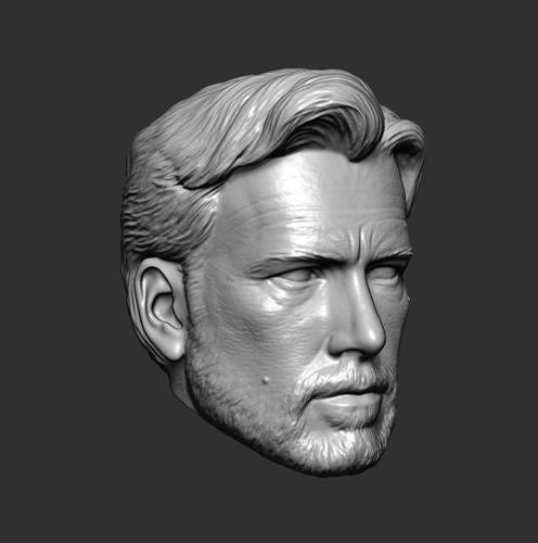 Bruce wayne  Batfleck  Headsculpt with beard  for onesixth scale 3D print model