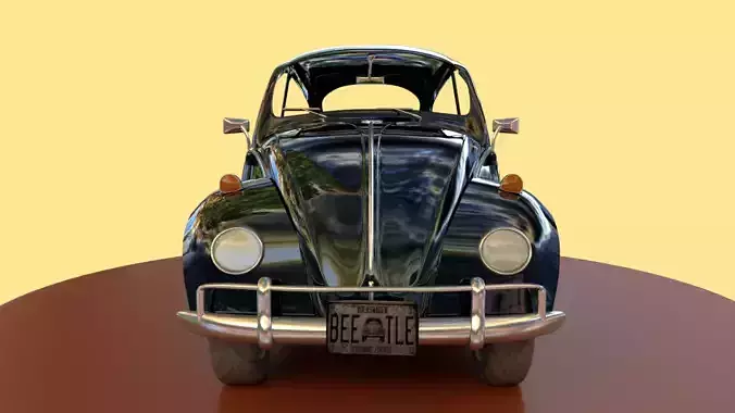Wolkswagen beetle black car Low-poly 3D model