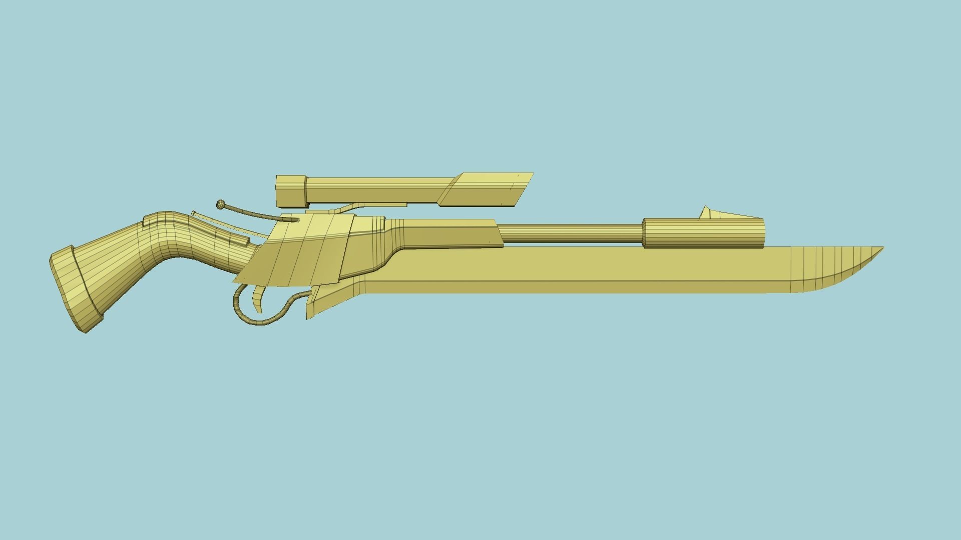 Sniper Gunblade 07 Black Camouflage - Character SciFi Design Low-poly 3D model_8