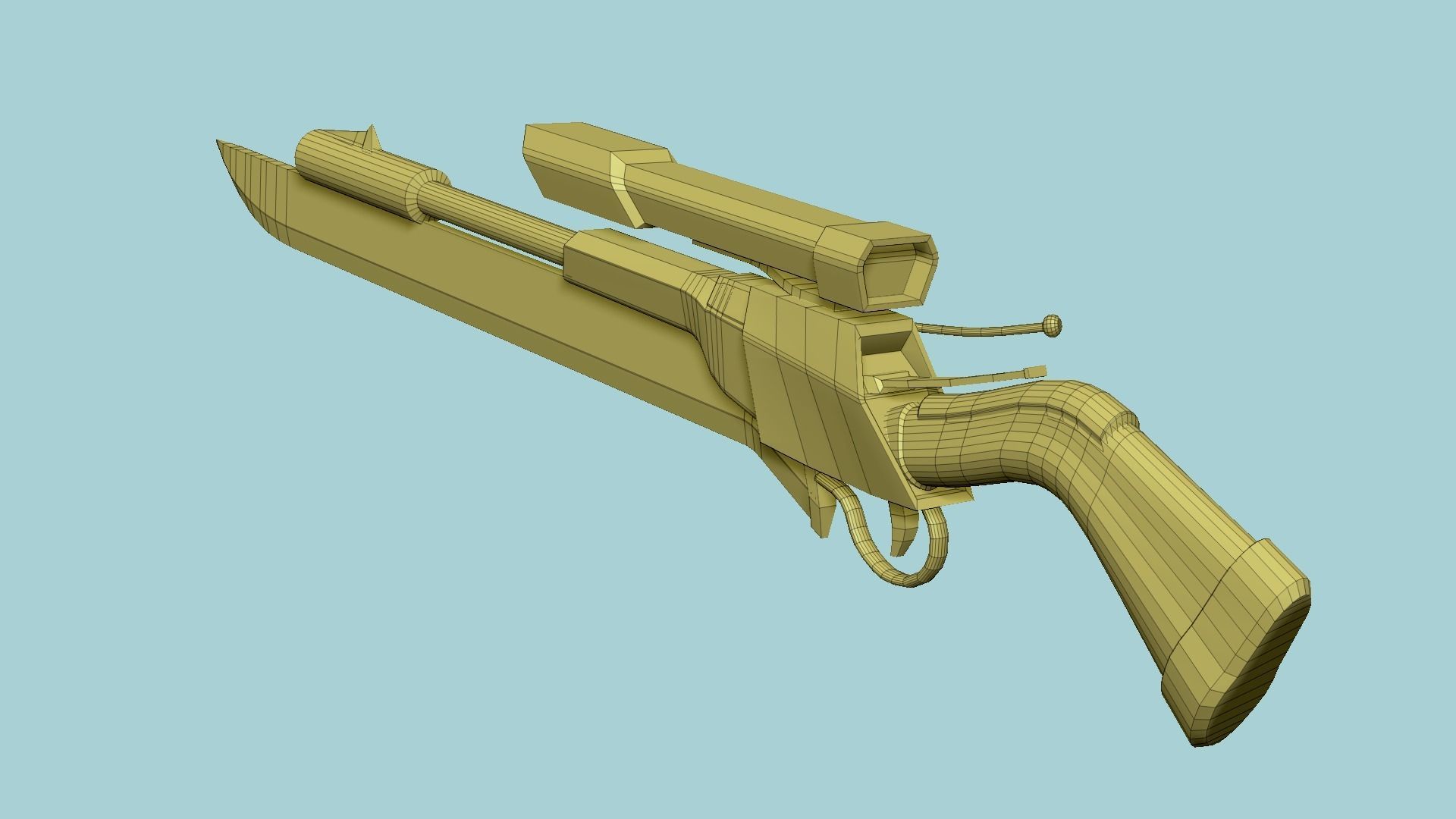 Sniper Gunblade 07 Black Camouflage - Character SciFi Design Low-poly 3D model_9